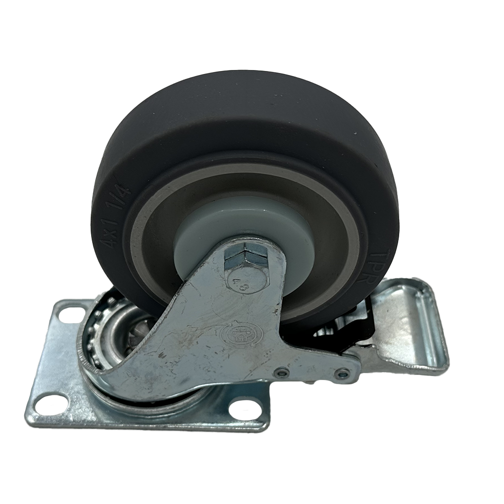 BELCASE BC-100TPR-B, колесо поворотное, с тормозом, диаметр: 100мм., серое